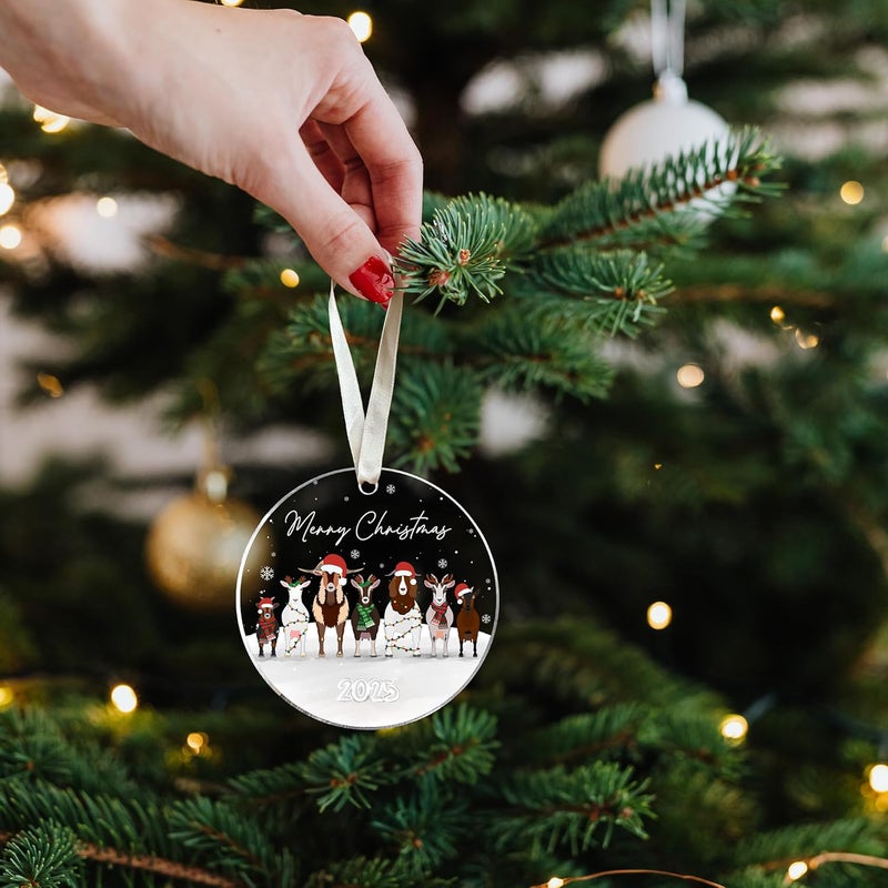 TEEBIM Goat Ornament - Goat Christmas Ornaments - Farm Goats Ornaments for Tree - Farm Animals Goats Gifts for Women, Men, Lovers - Acrylic Christmas Ornament 2025 - Image 5